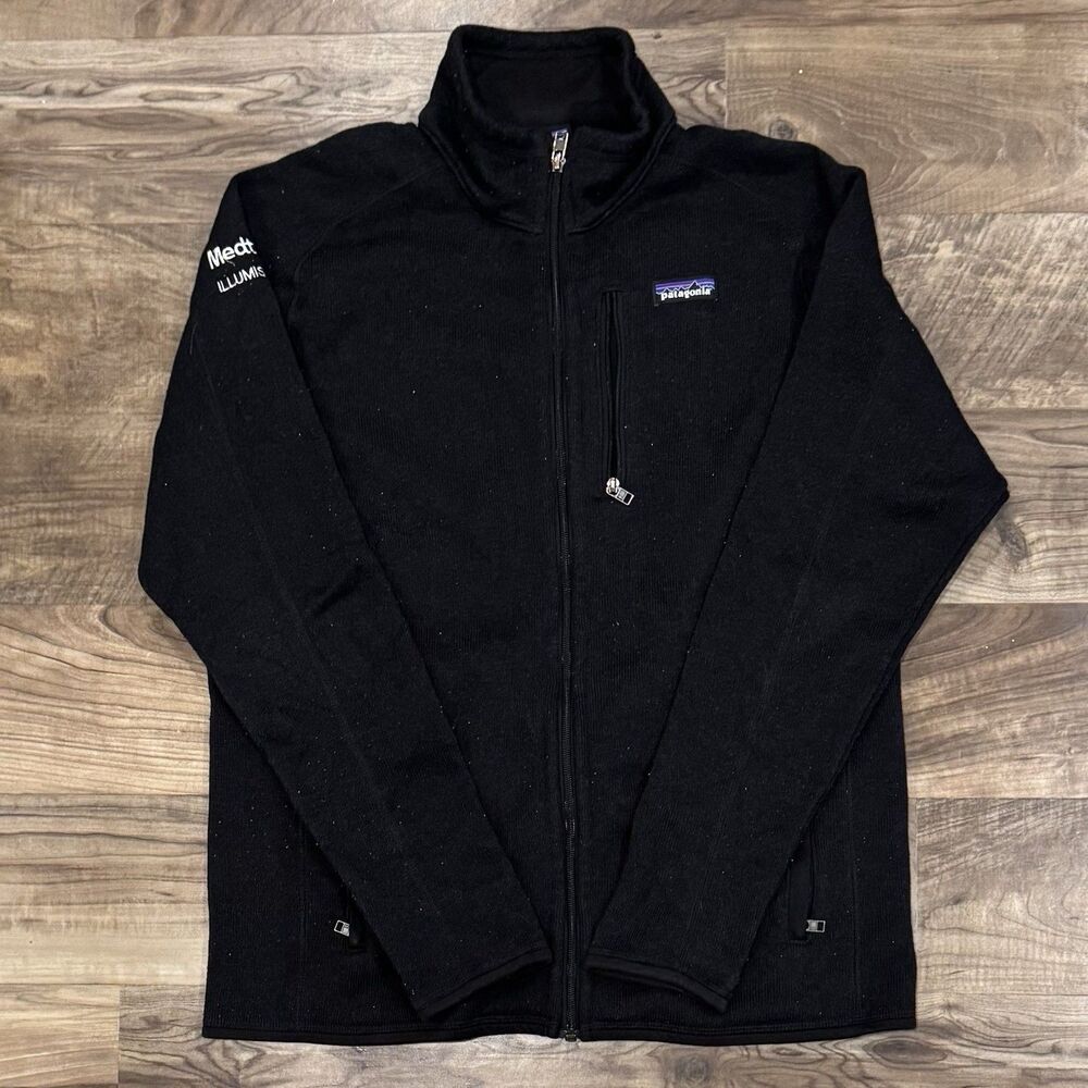 Patagonia Better Sweater Full Zip Fleece Jacket Mens Large Black Company Logo